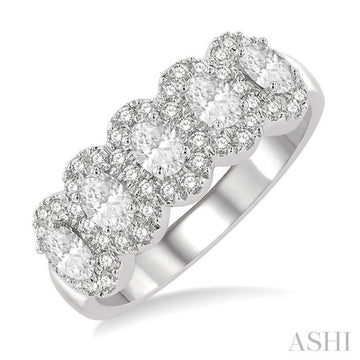 Oval Shape 5 Stone Diamond Wedding Band
